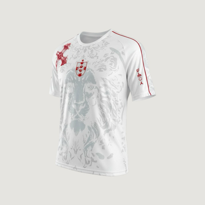 Angleterre – Maillot Rétro Becks 2025 – Blanc, Rouge, Gris