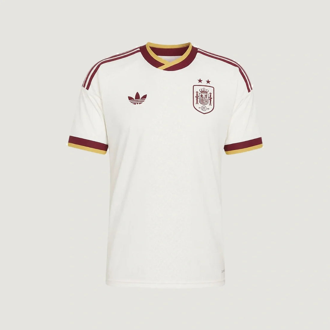 Espagne – Maillot Extérieur Coupe du Monde 2026 – Élégance claire, détails bordeaux