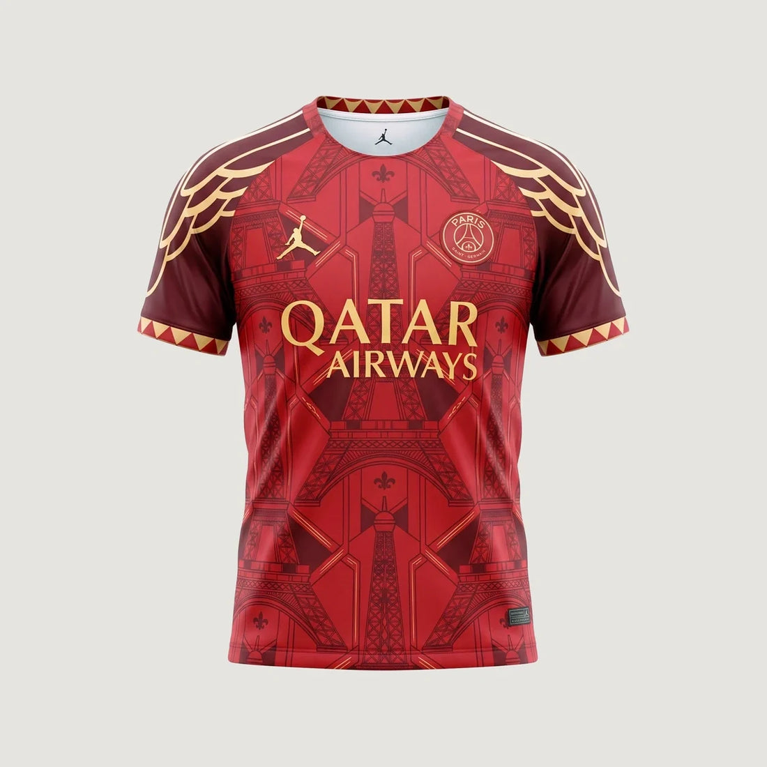 Paris Saint-Germain – Maillot Concept 2026-27 – Rouge, Bordeaux, Or – face