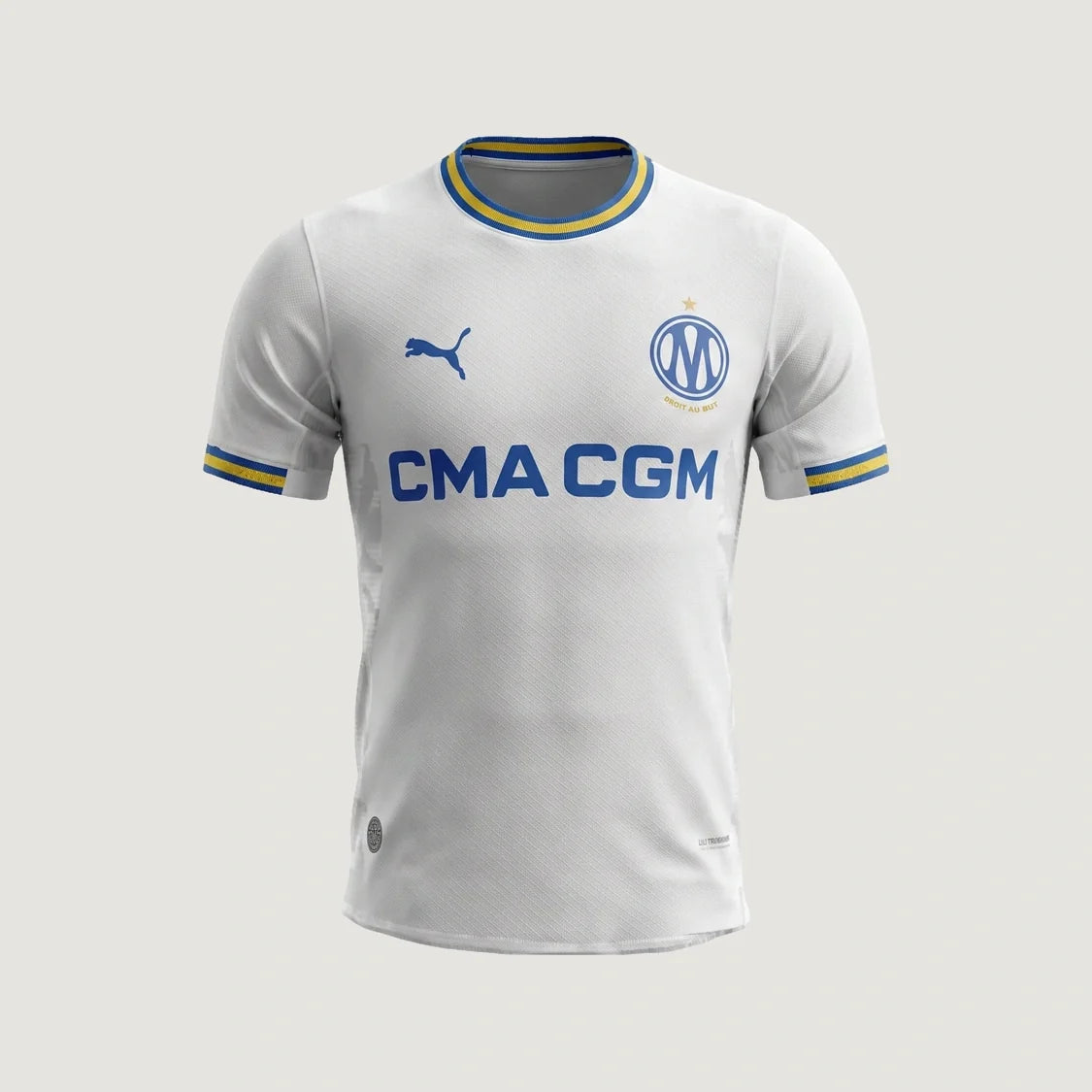 Olympique de Marseille – Maillot Domicile 2026-27 – Blanc, Bleu, Jaune – face