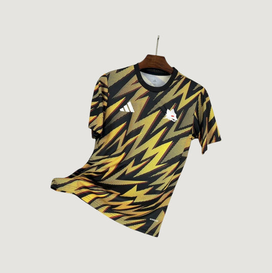 AS ROMA – Maillot Pré-Match 25/26 – Noir & Jaune